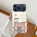 Cute Bear Transparent Silicon Case For iPhone 17 Pro