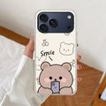 Cute Bear Anti Yellow Clear Case For iPhone 17 Pro Max