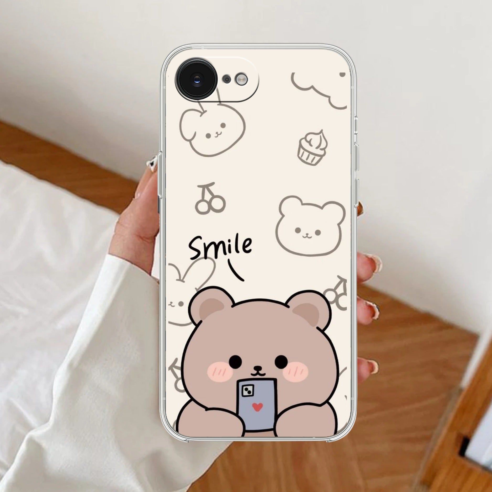 Cute Bear Anti Yellow Clear Case For iPhone 17e