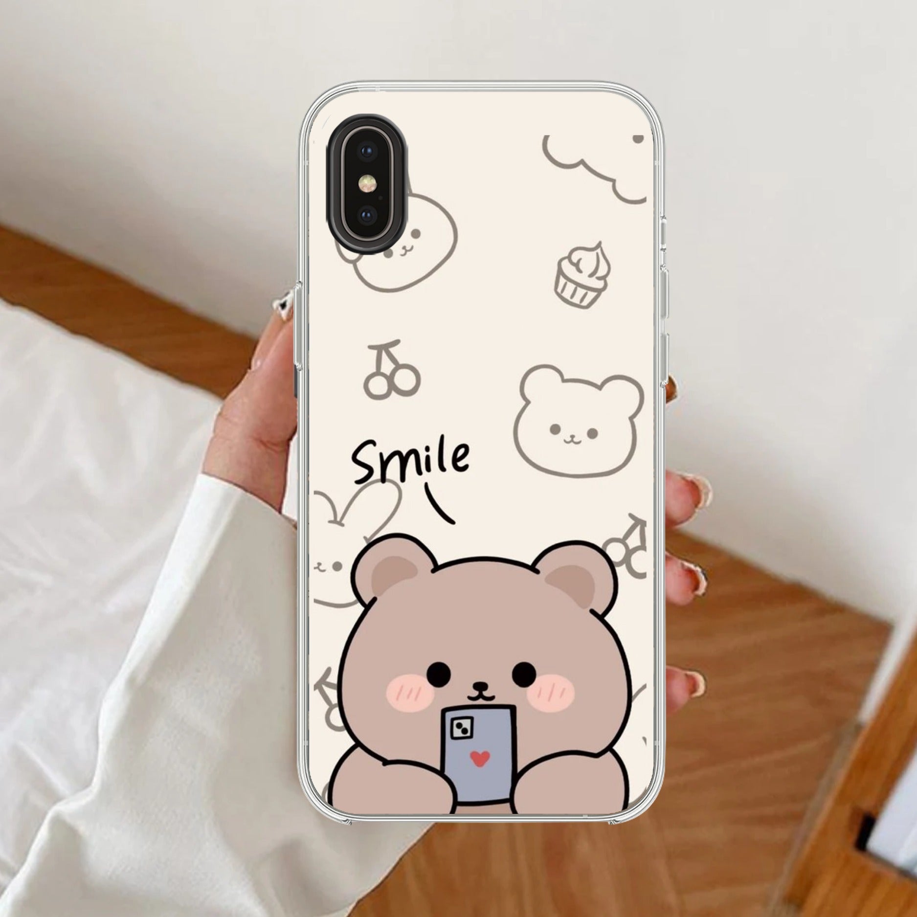 Cute Bear Transparent Silicon Case For iPhone XR
