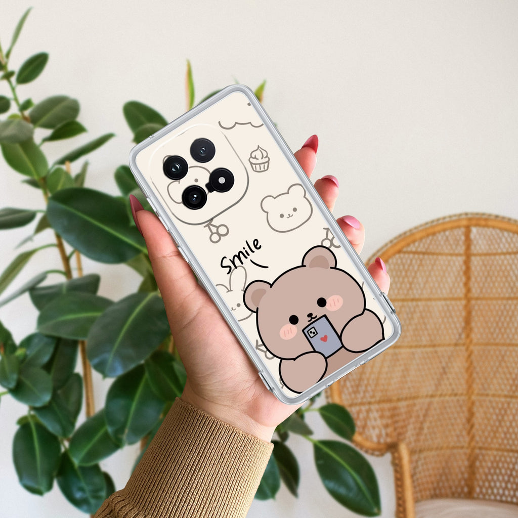 Cute Bear Transparent Silicon Case For iQOO - ShopOnCliQ