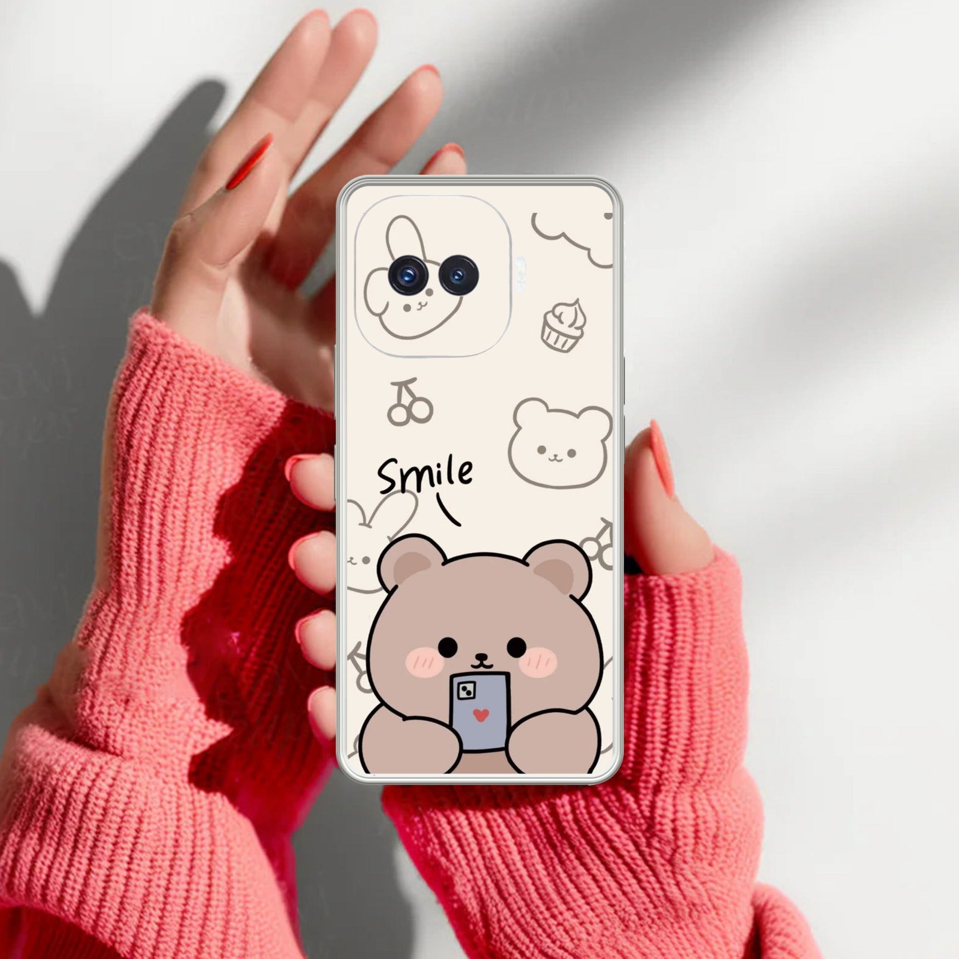 Cute Bear Transparent Silicon Case For iQOO