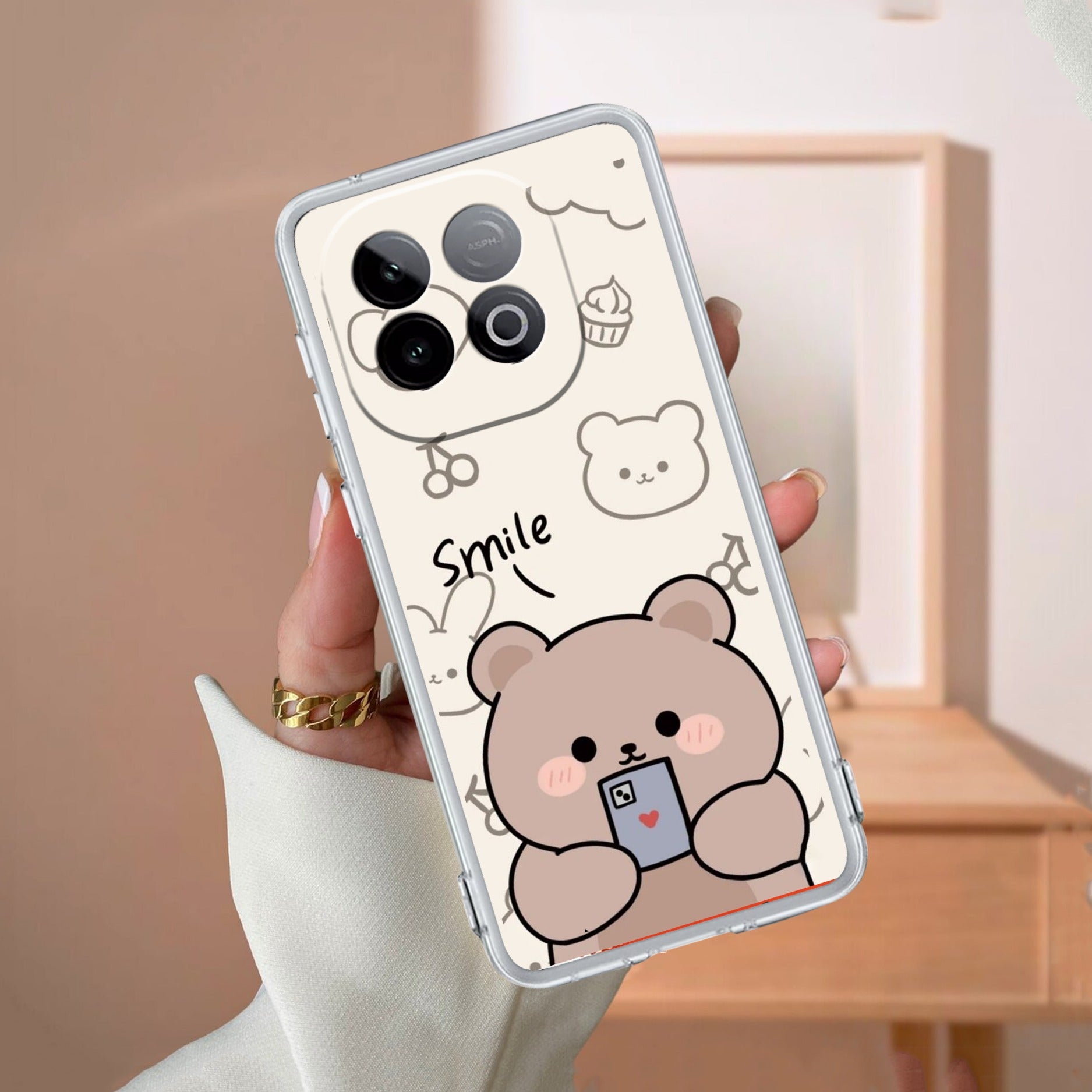 Cute Bear Transparent Silicon Case For iQOO Neo 10 5G