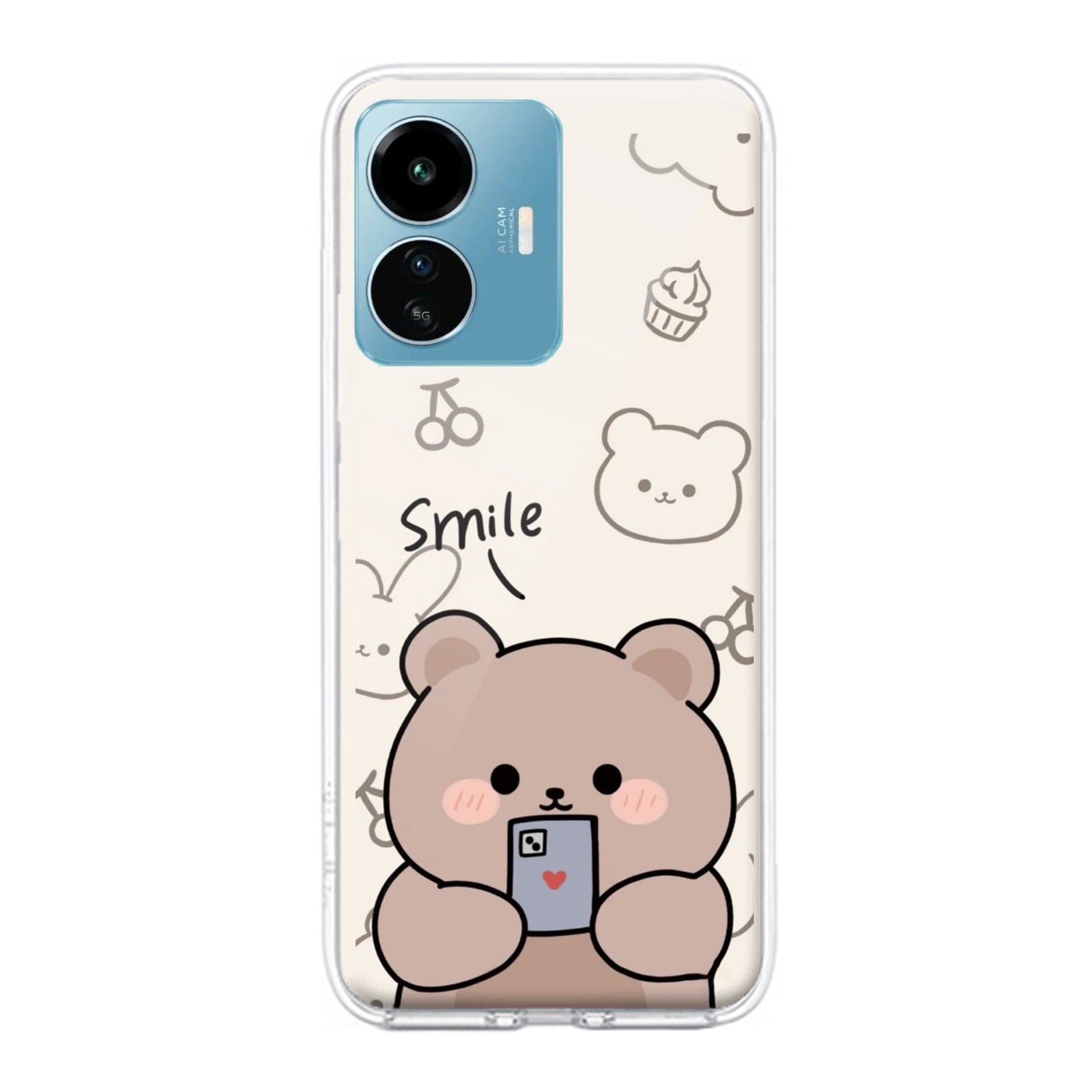 Cute Bear Transparent Silicon Case For iQOO Z10x 5G