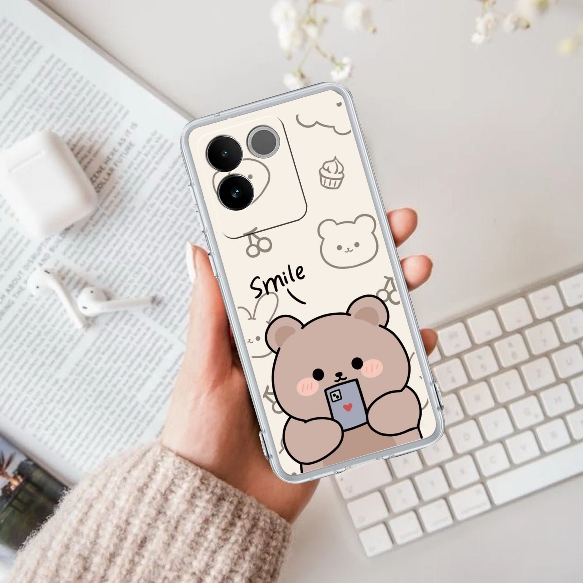 Cute Bear Transparent Silicon Case For Vivo