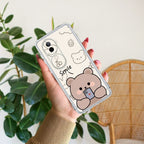 Cute Bear Transparent Silicon Case For Vivo