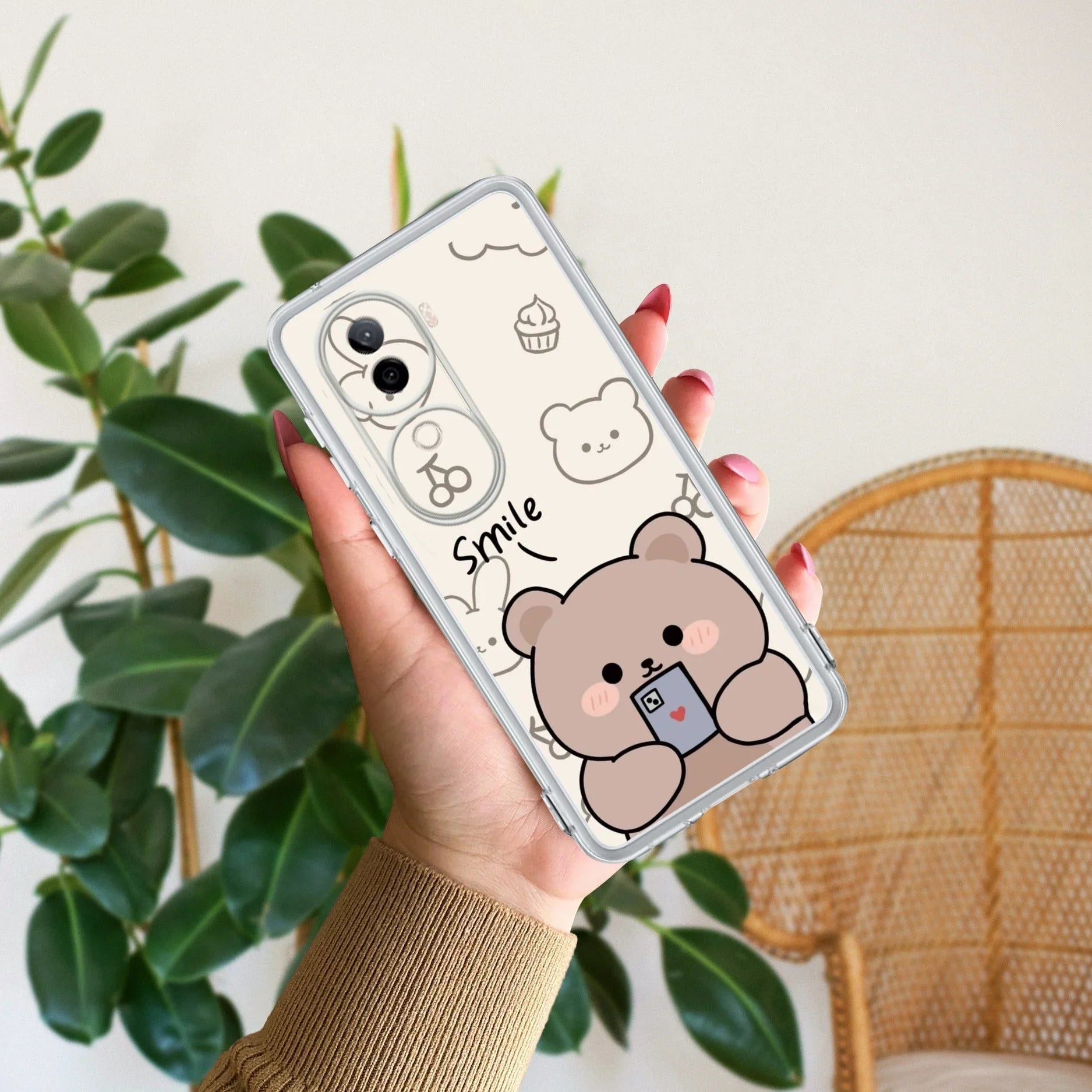Cute Bear Transparent Silicon Case For Vivo - ShopOnCliQ