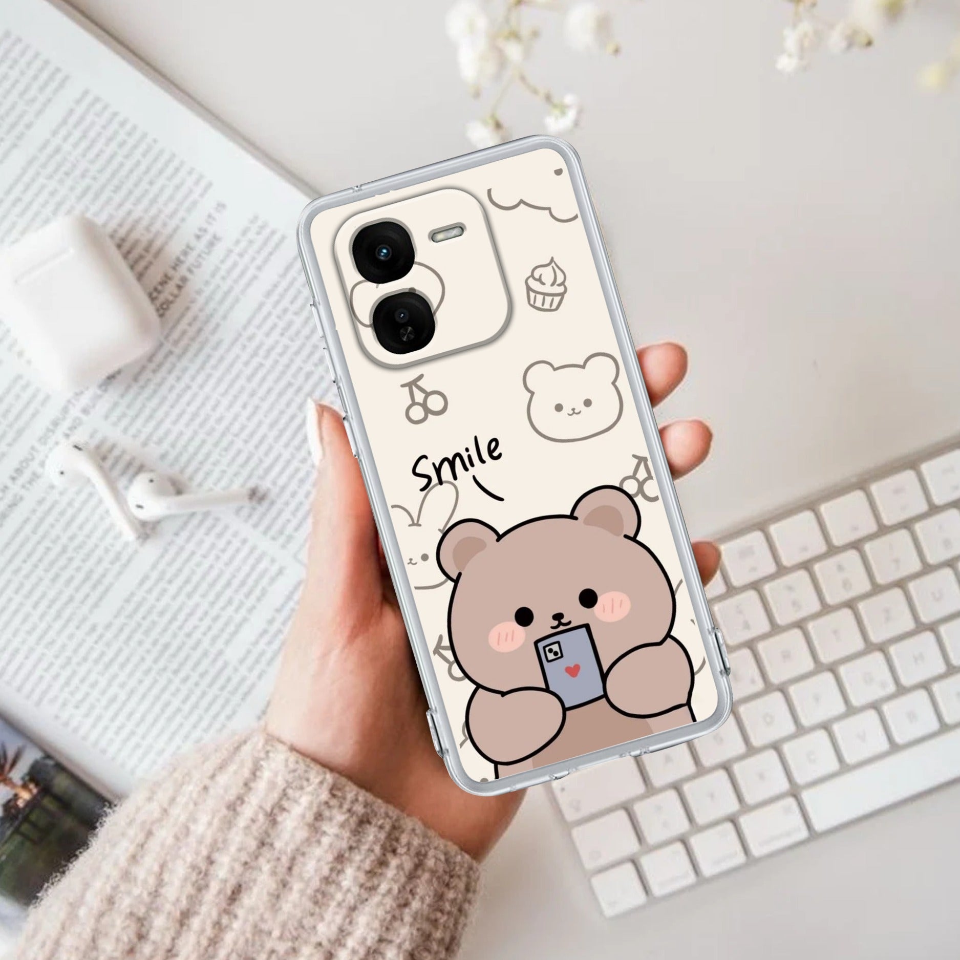 Cute Bear Transparent Silicon Case For iQOO 15 5G