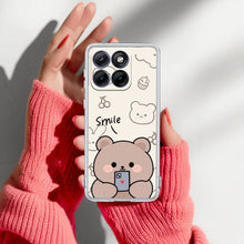 Cute Bear Transparent Silicon Case For Motorola G57 Power 5G