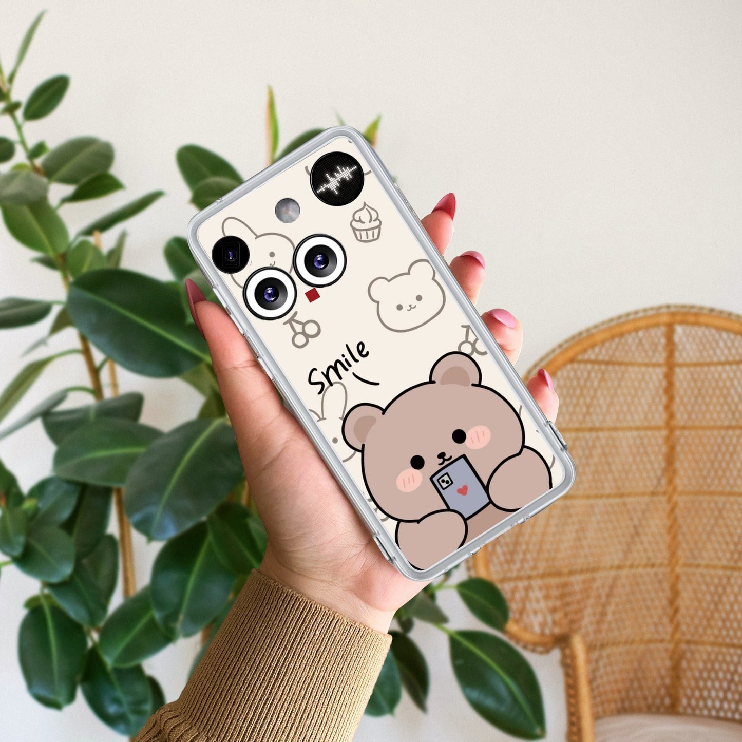 Cute Bear Transparent Silicon Case For Nothing