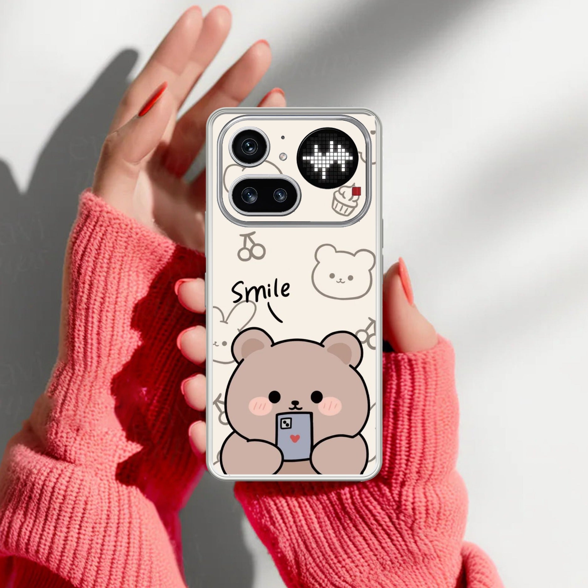 Cute Bear Transparent Silicon Case For Nothing