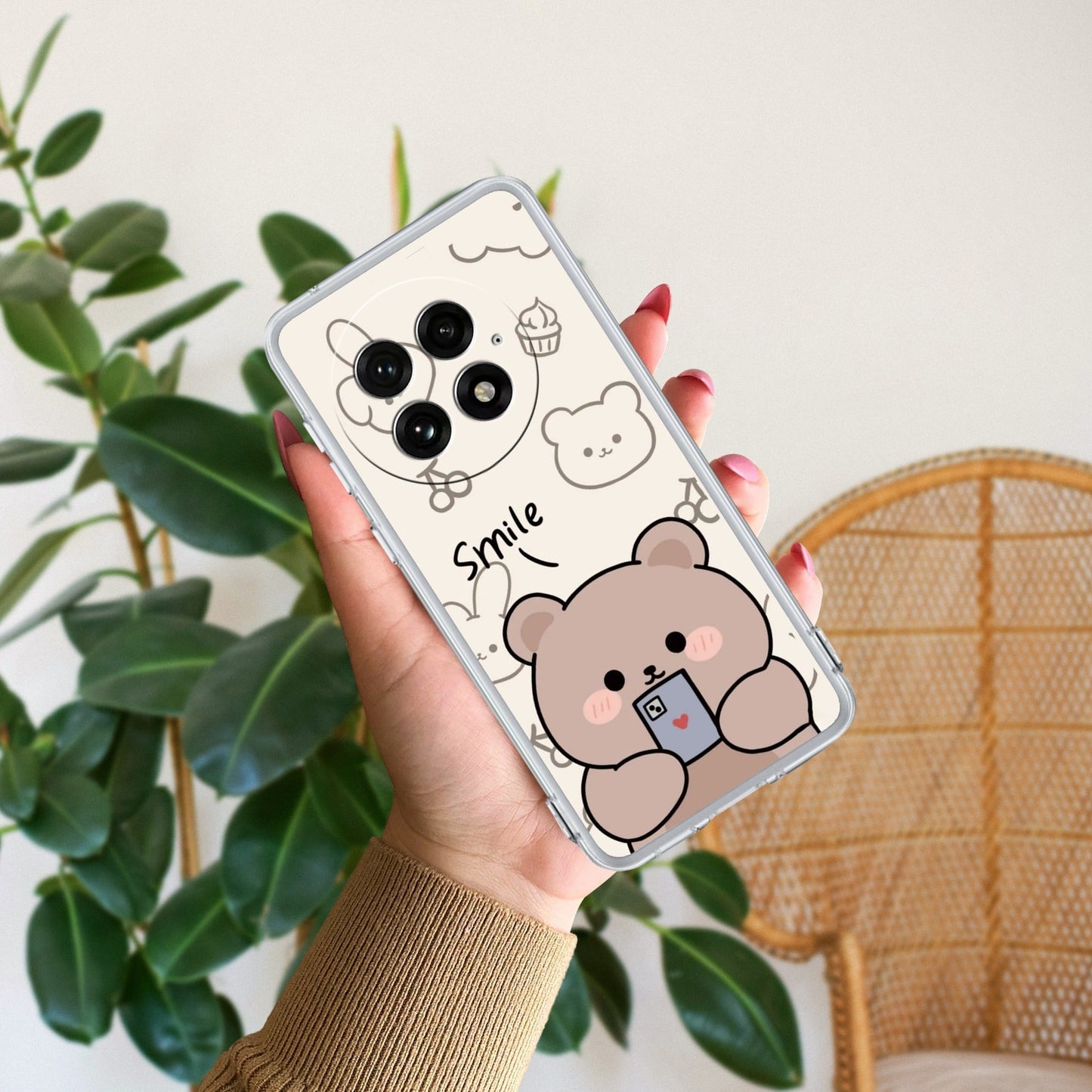 Cute Bear Transparent Silicon Case For OnePlus