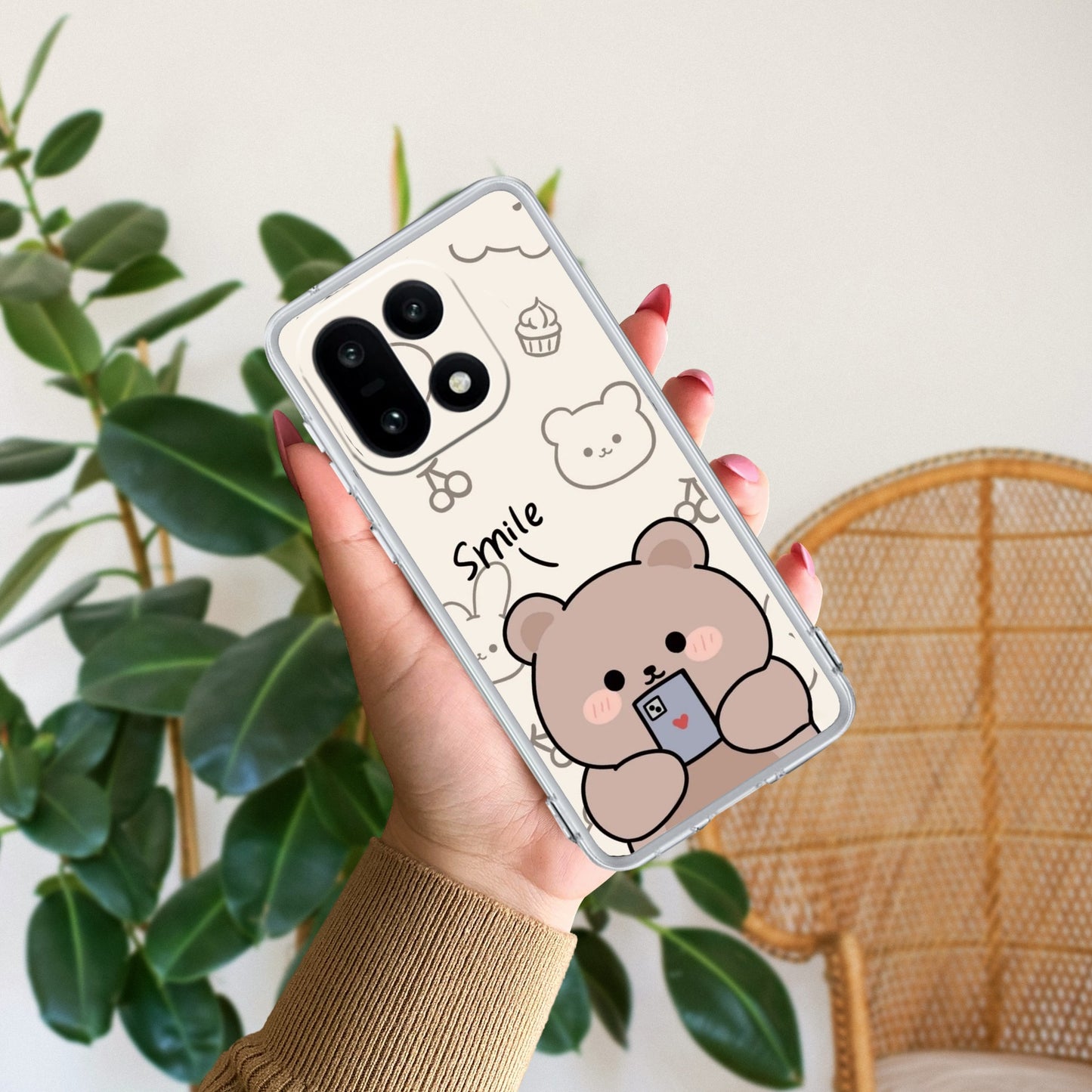 Cute Bear Transparent Silicon Case For OnePlus