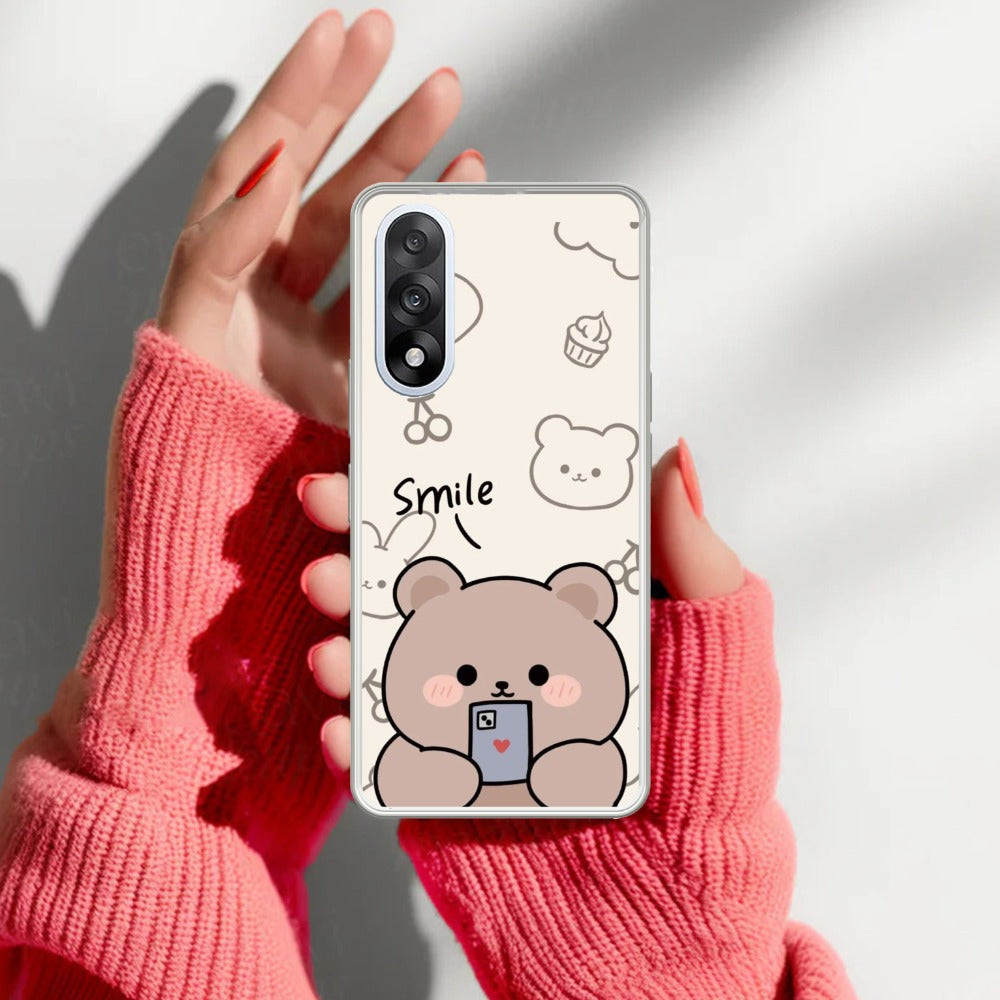 Cute Bear Transparent Silicon Case For OnePlus
