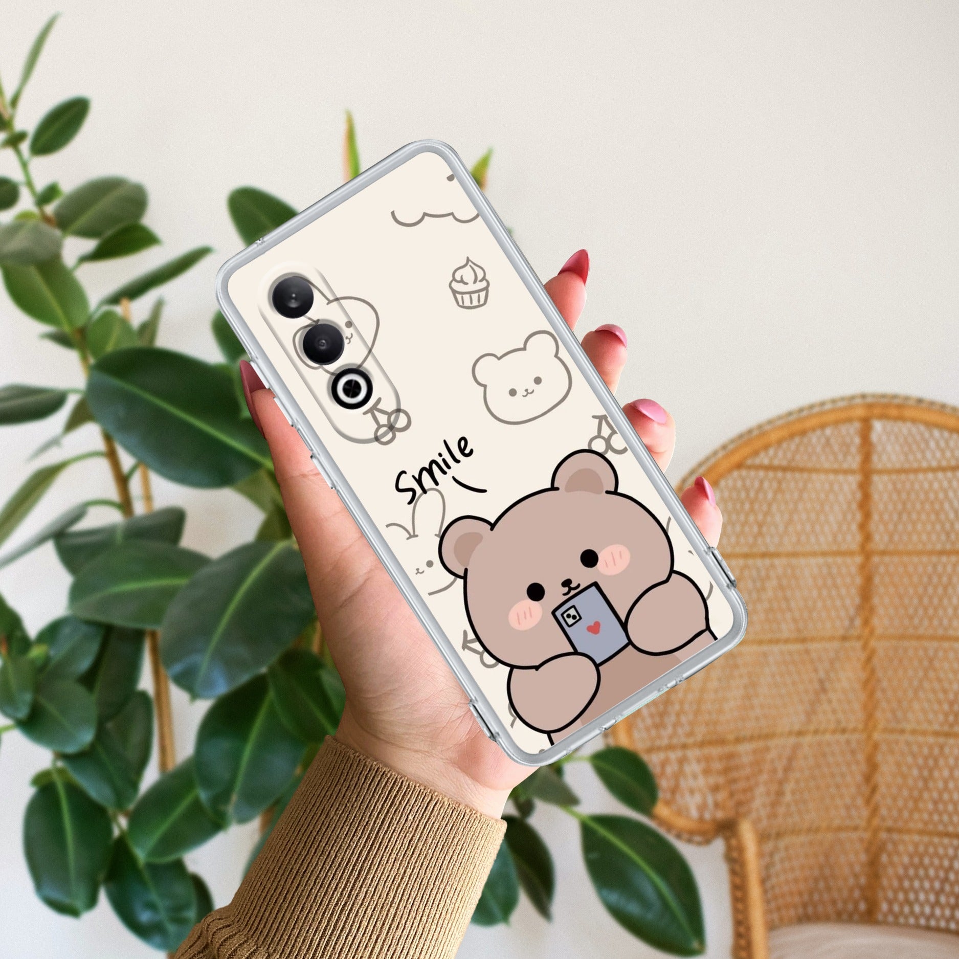 Cute Bear Anti Yellow Case For OnePlus Nord CE 4 5G