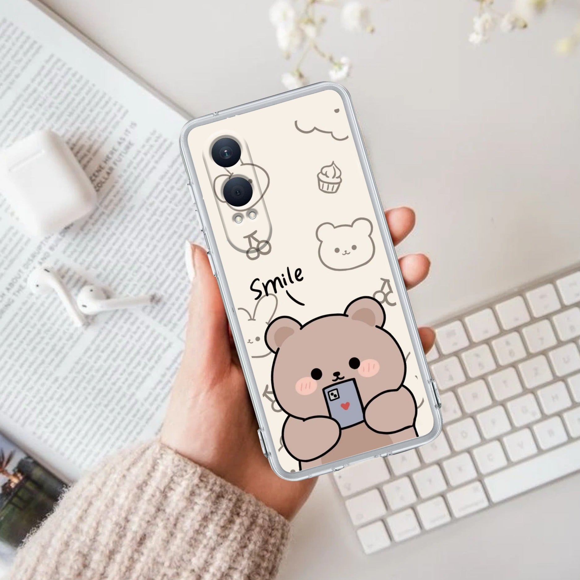 Cute Bear Transparent Silicon Case For OnePlus