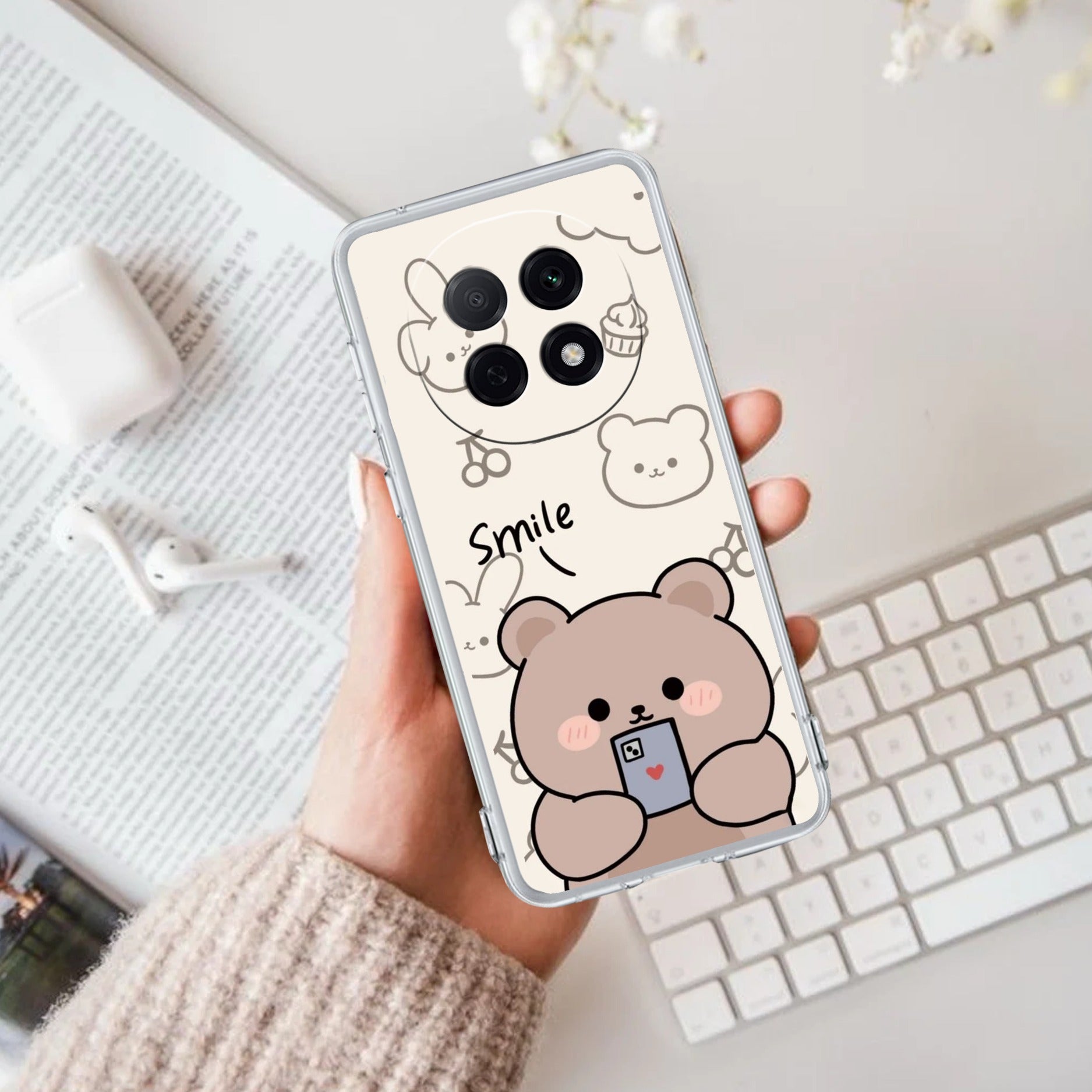Cute Bear Transparent Silicon Case For Oppo F29 Pro 5G