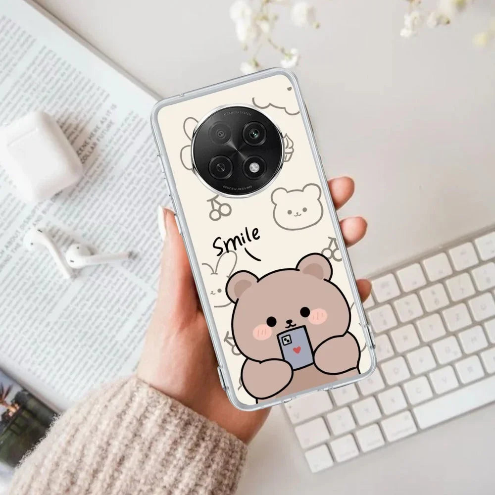 Cute Bear Transparent Silicon Case For Oppo F27 Pro Plus 5G