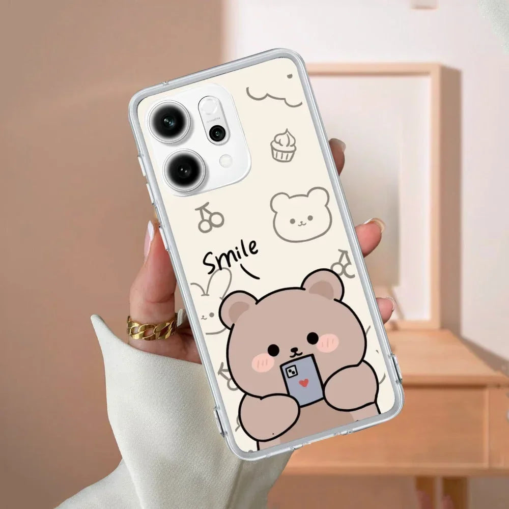 Cute Bear Transparent Silicon Case For Oppo Reno 14 5G