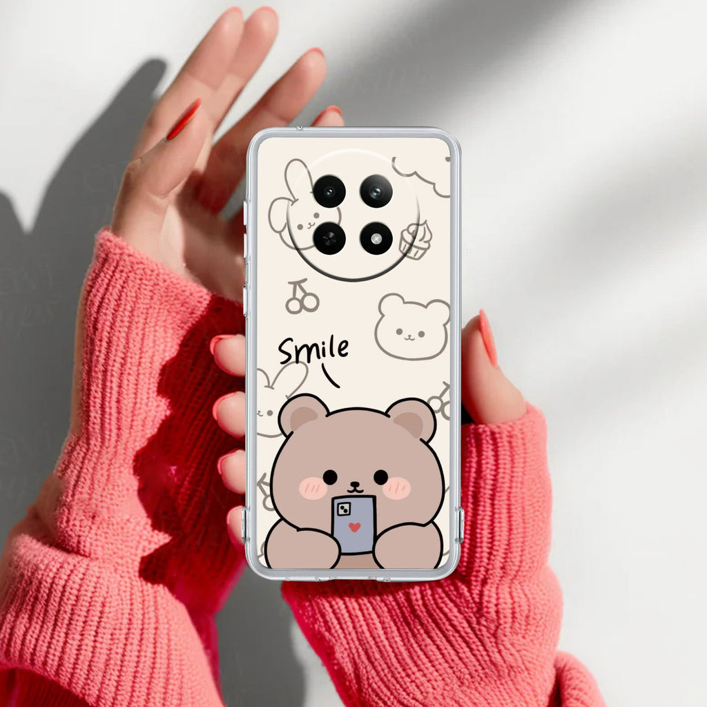 Cute Bear Transparent Silicon Case For Realme 15 Pro 5G