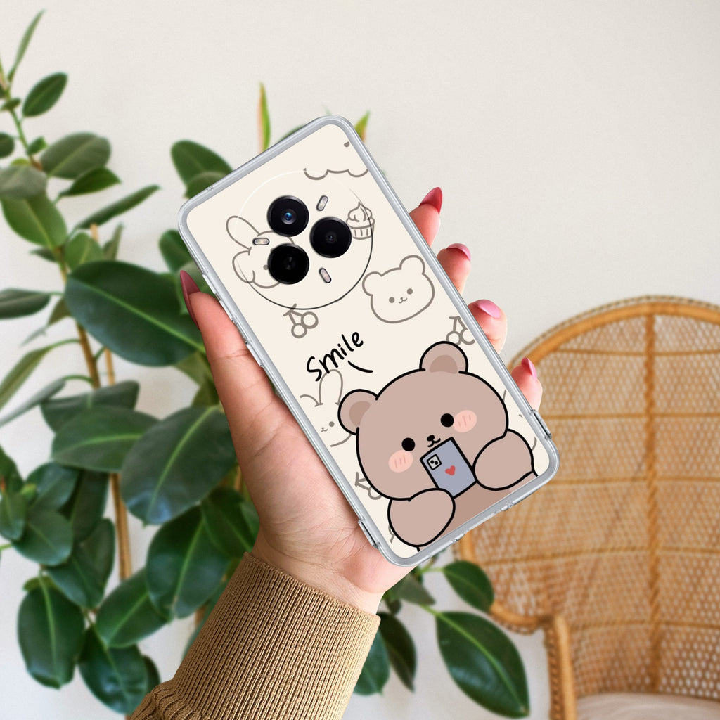 Cute Bear Transparent Silicon Case For Realme P3x 5G
