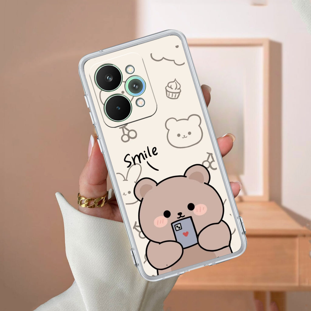 Cute Bear Transparent Silicon Case For Realme Narzo 80x 5G