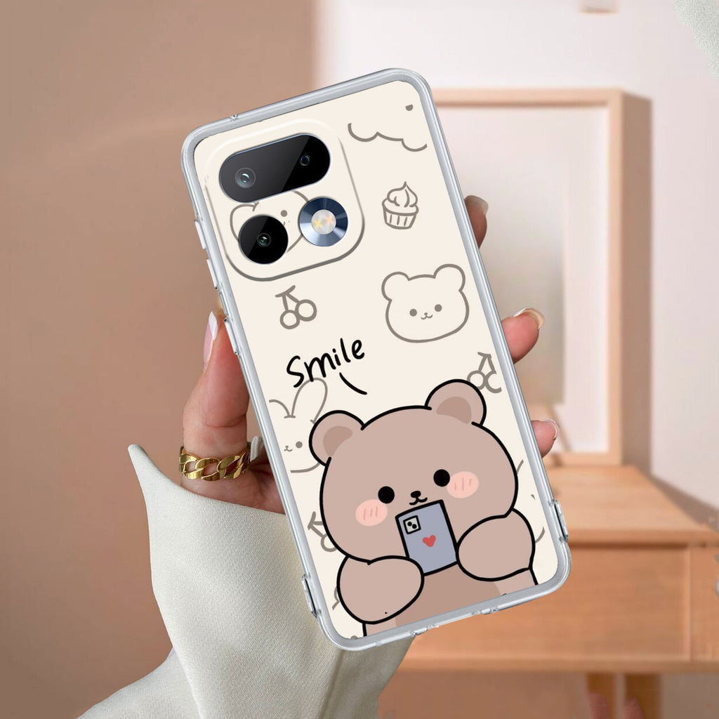 Cute Bear Transparent Silicon Case For Realme/Narzo