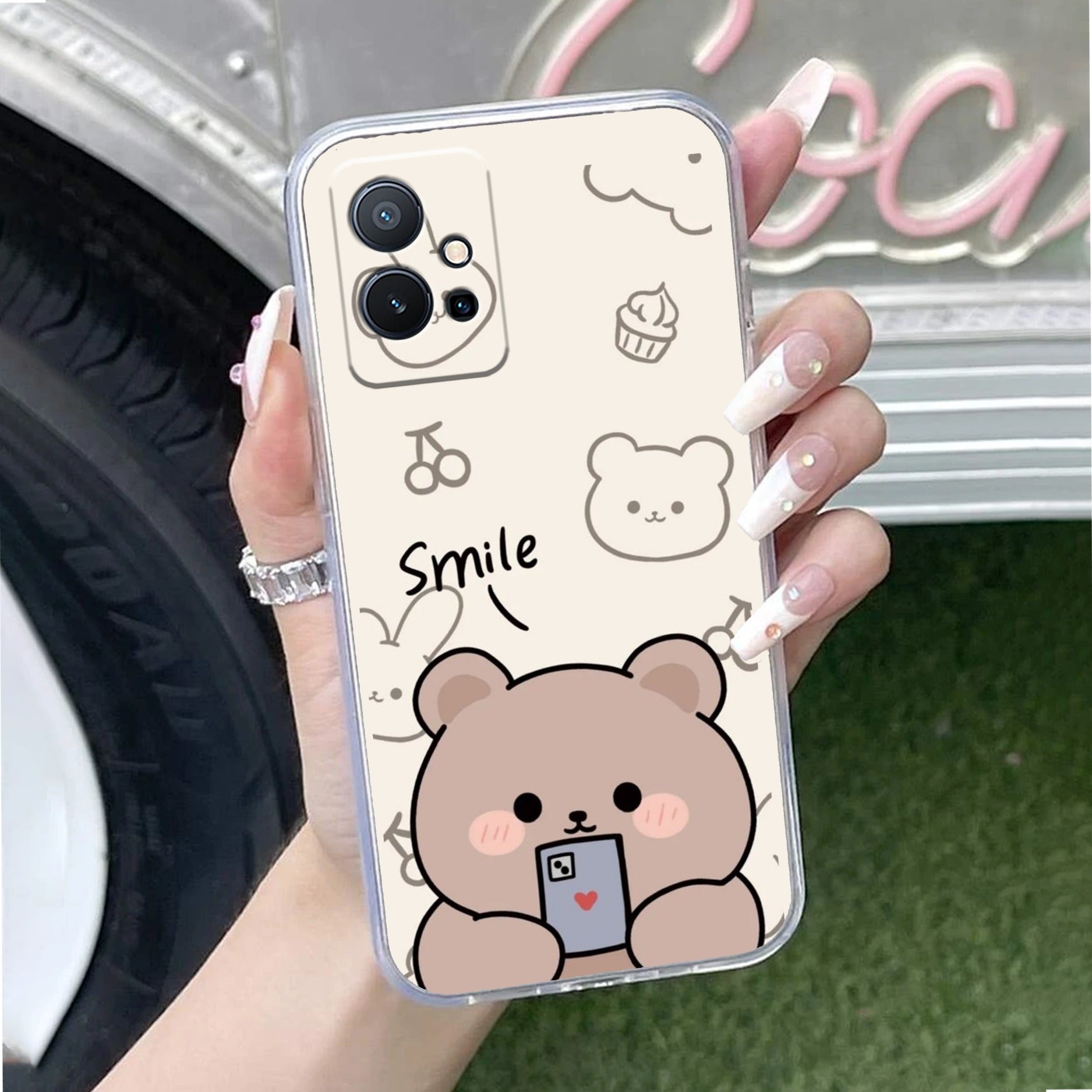 Cute Bear Anti Yellow Case For Vivo T1 5G
