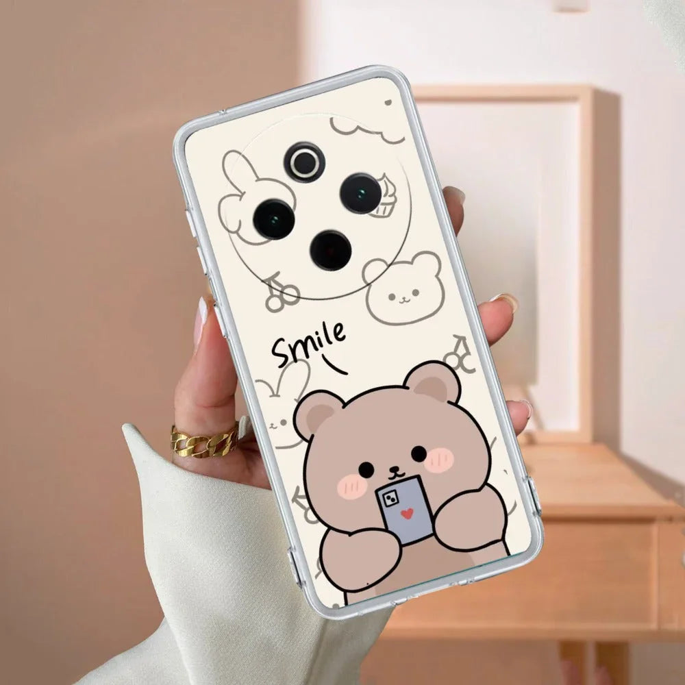 Cute Bear Transparent Silicon Case For Vivo - ShopOnCliQ
