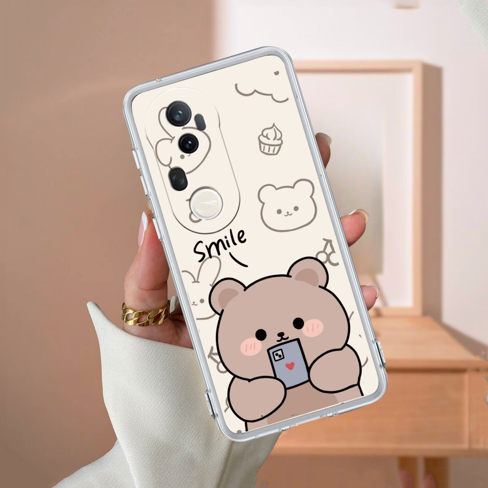 Cute Bear Transparent Silicon Case For Vivo