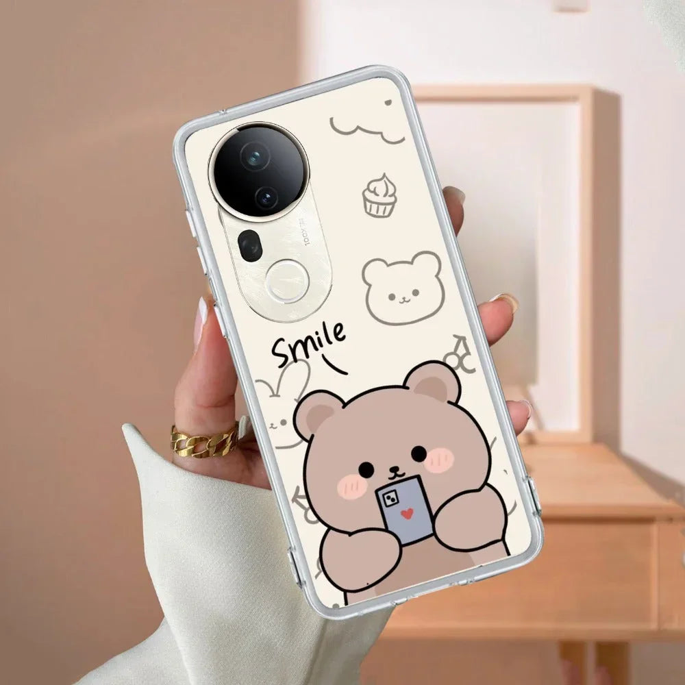 Cute Bear Transparent Silicon Case For Vivo