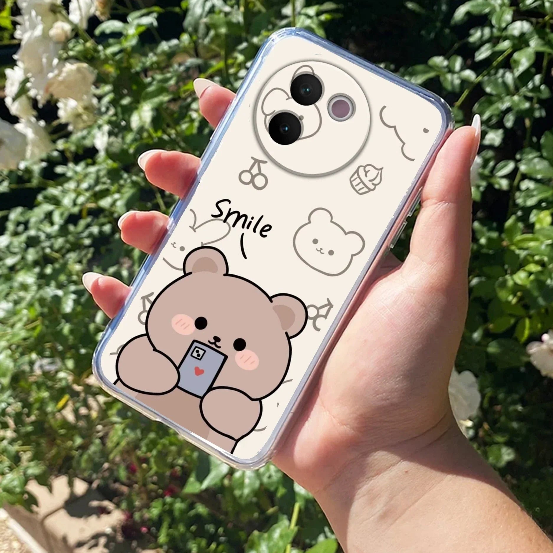Cute Bear Transparent Silicon Case For Vivo - ShopOnCliQ