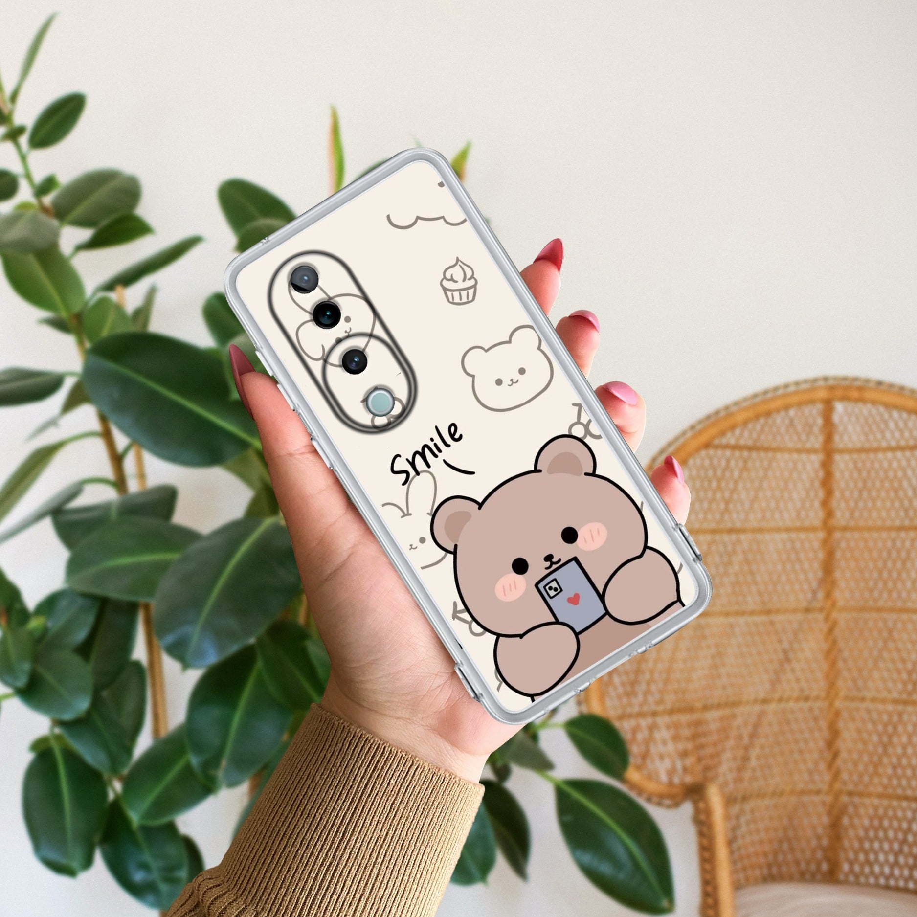 Cute Bear Transparent Silicon Case For Vivo