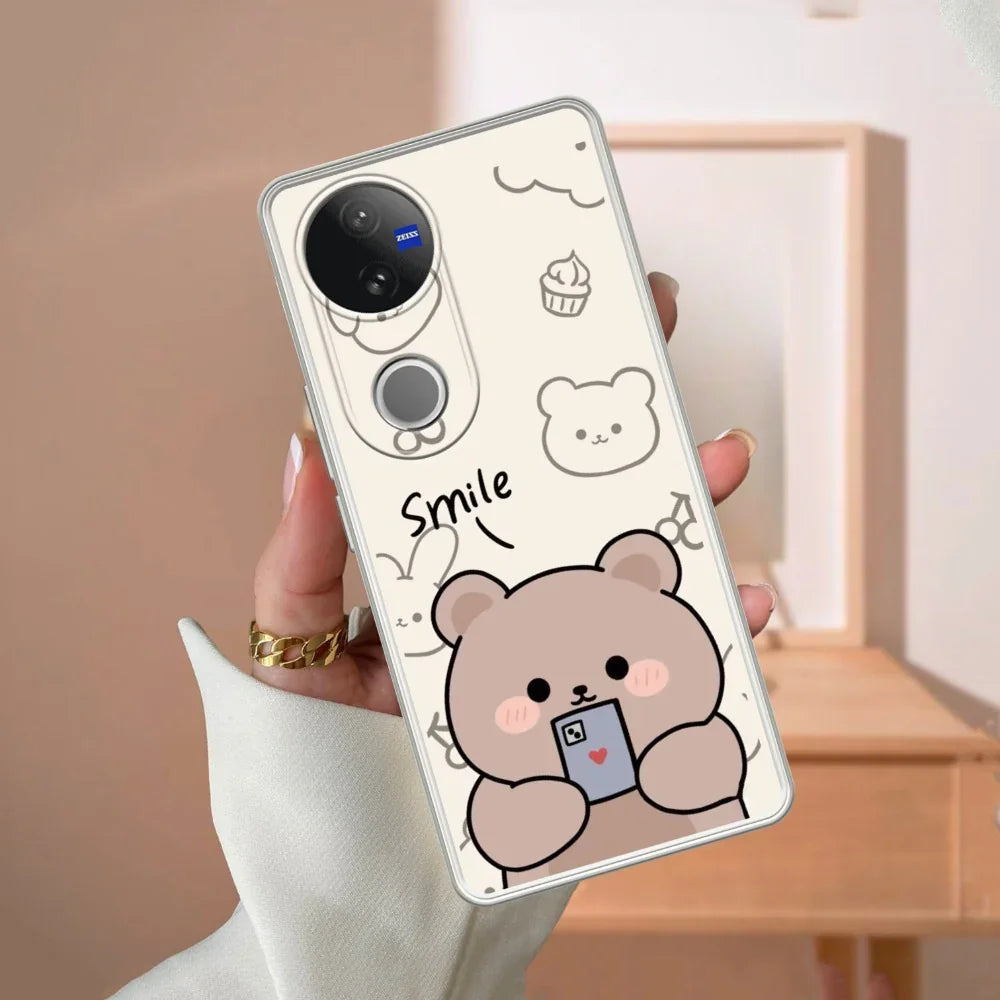 Cute Bear Transparent Silicon Case For Vivo - ShopOnCliQ