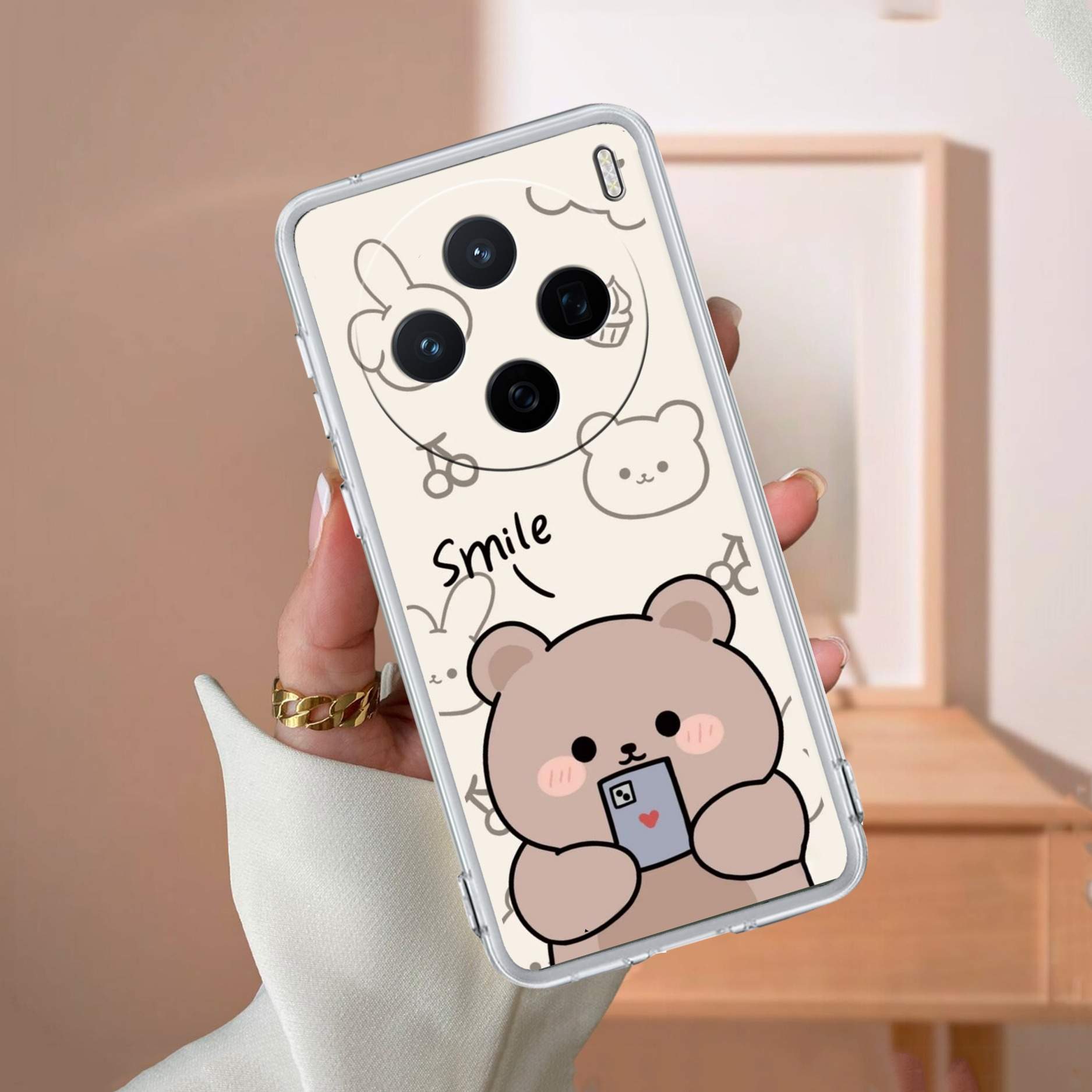 Cute Bear Transparent Silicon Case For Vivo