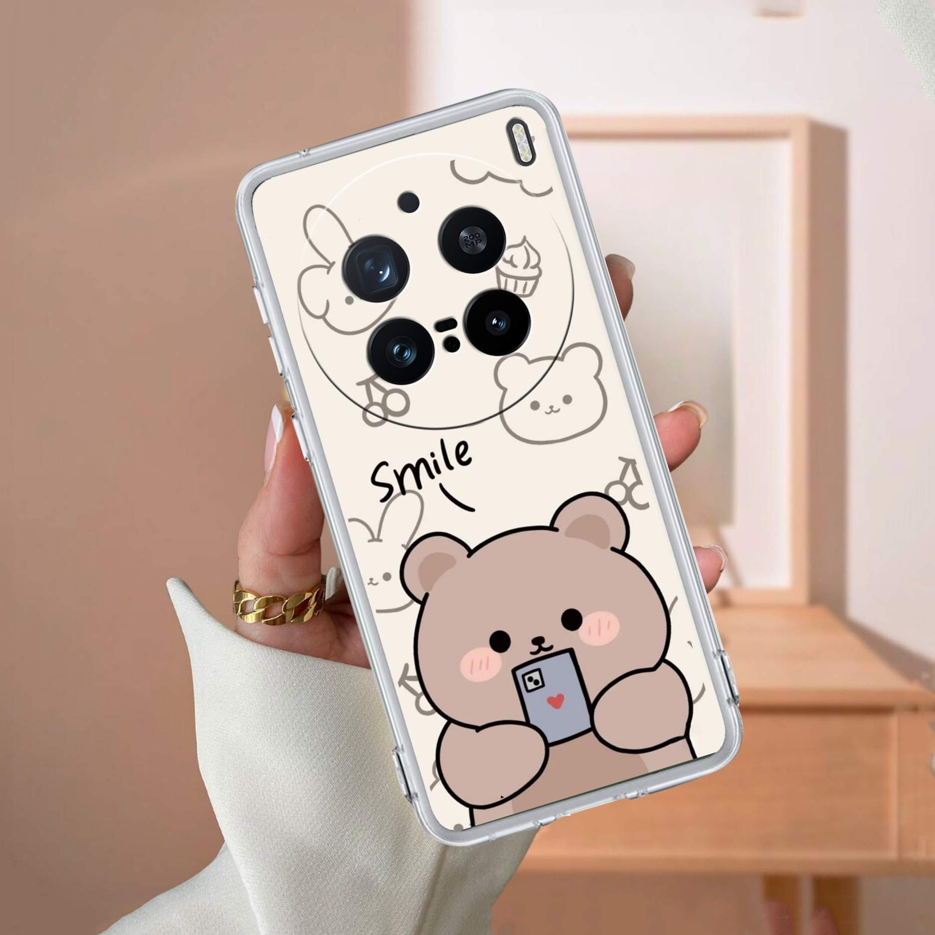Cute Bear Transparent Silicon Case For Vivo