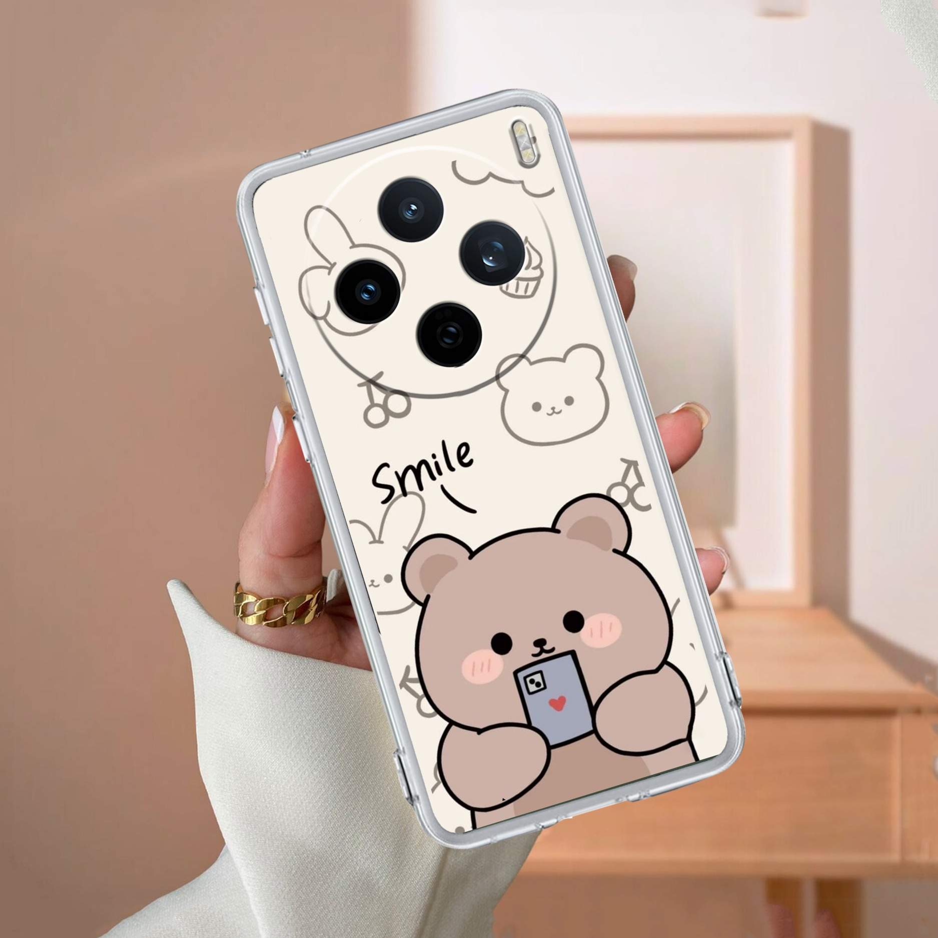 Cute Bear Transparent Silicon Case For Vivo