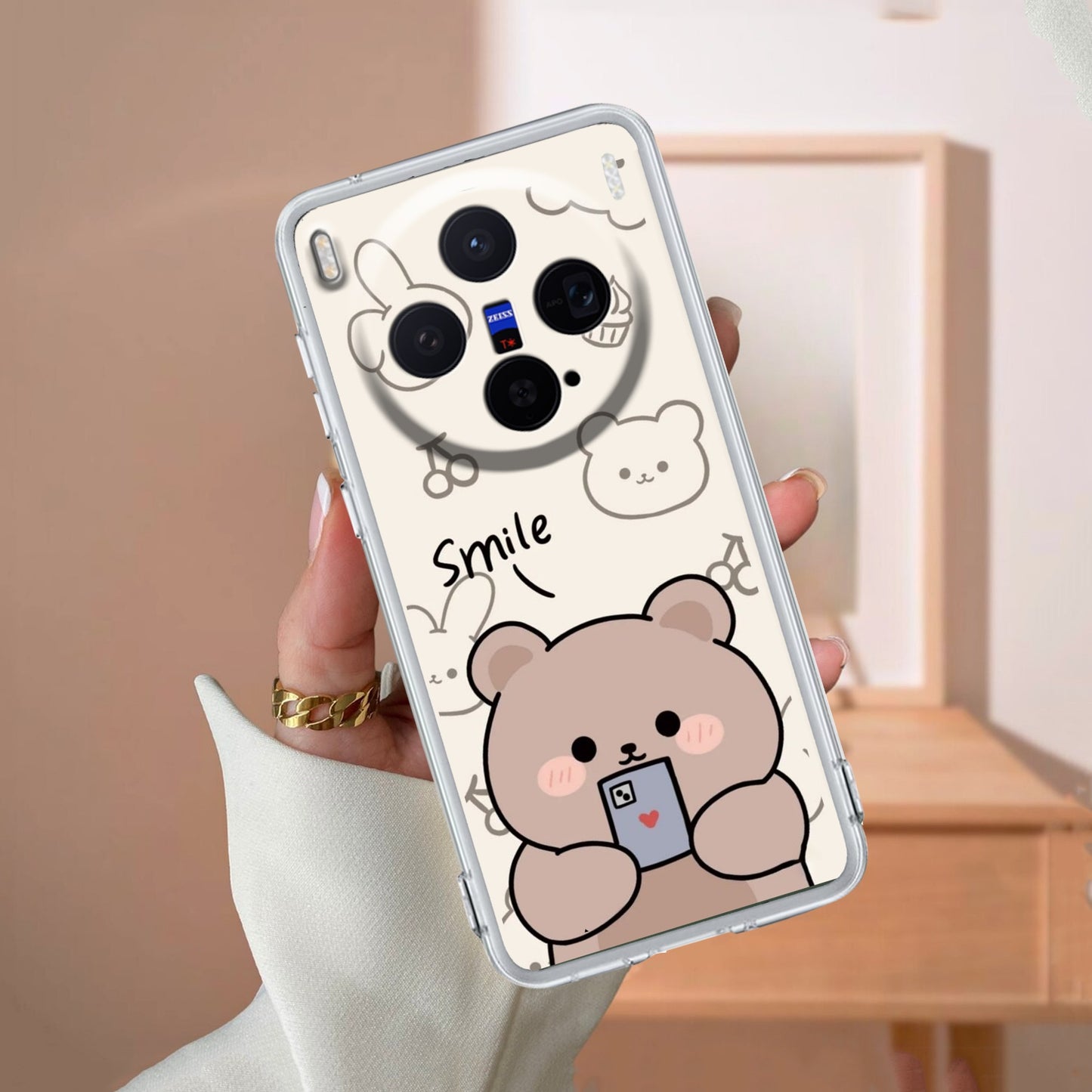 Cute Bear Transparent Silicon Case For Vivo
