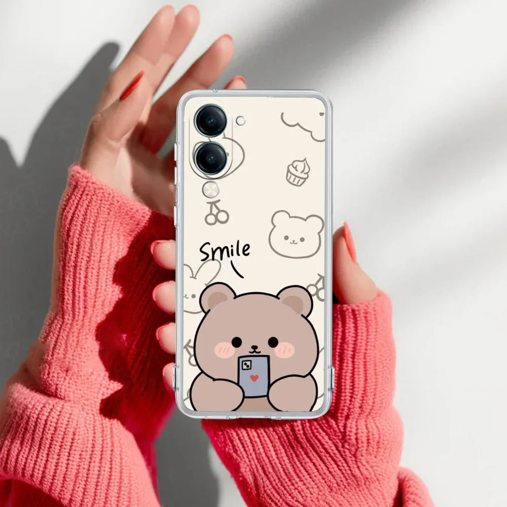 Cute Bear Transparent Silicon Case For Vivo - ShopOnCliQ