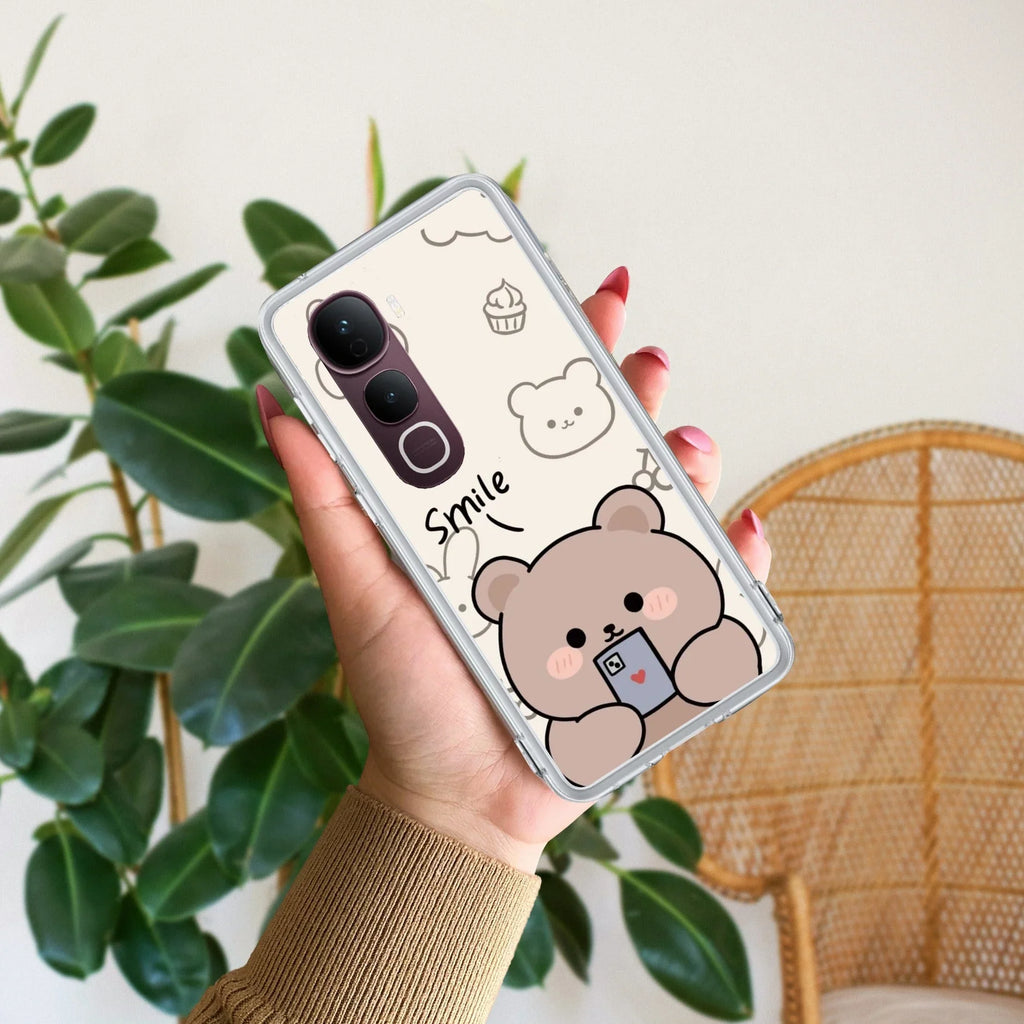 Cute Bear Transparent Silicon Case For Vivo - ShopOnCliQ