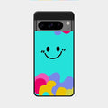 Cute Blue Smiley Multicolor Glass Case For Google Pixel 8 Pro 5G
