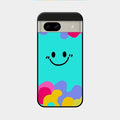 Cute Blue Smiley Multicolor Glass Case For Google Pixel 8A 5G