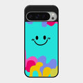 Cute Blue Smiley Multicolor Glass Case For Google Pixel 9 Pro Xl