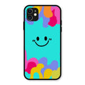 Cute Blue Smiley Multicolor Glass Case For iPhone 11
