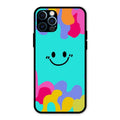 Cute Blue Smiley Multicolor Glass Case For iPhone 12 Pro Max