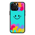 Cute Blue Smiley Multicolor Glass Case For iPhone 13 Pro Max