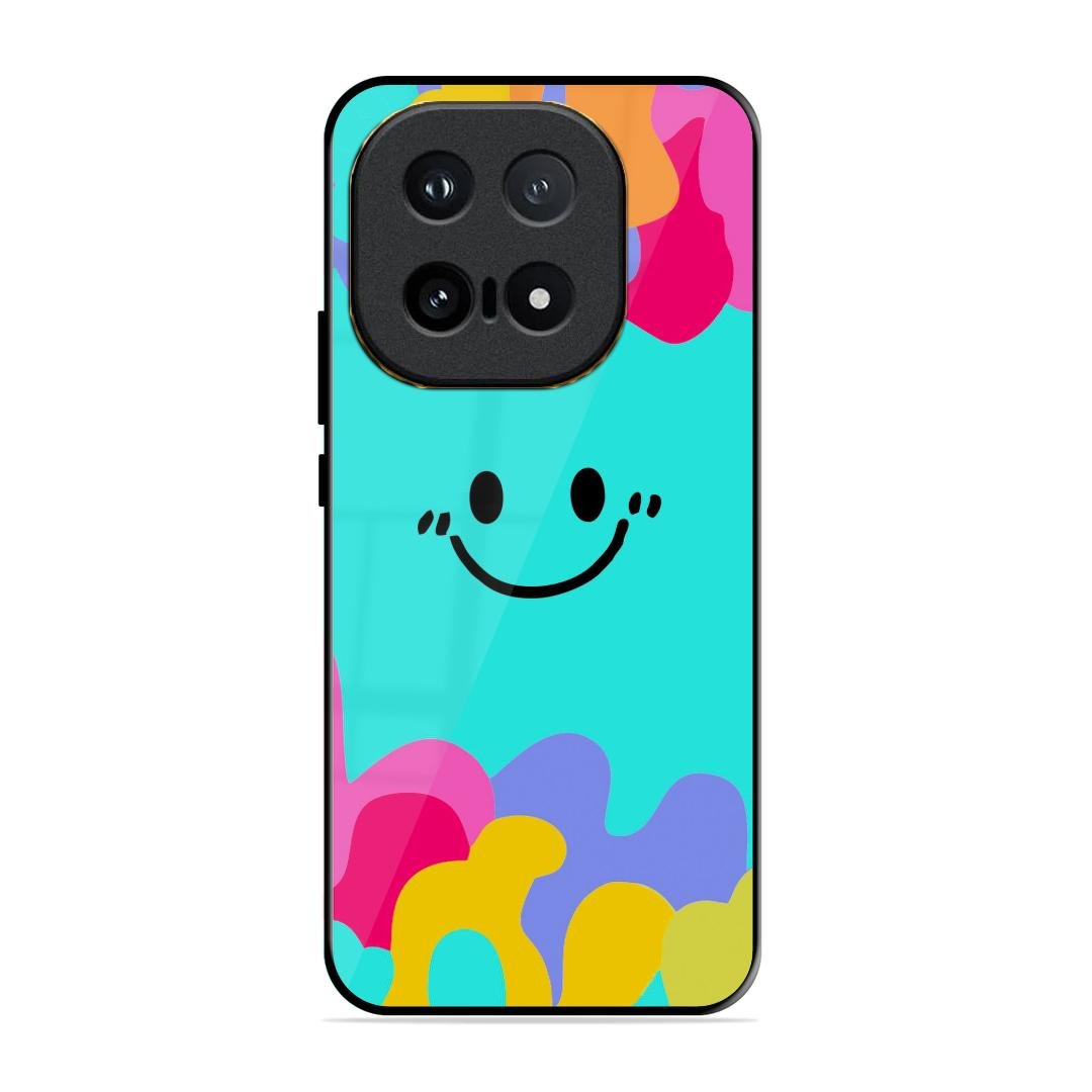 Cute Blue Smiley Multicolor Glass Case For iQOO 15 5G