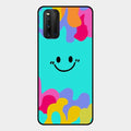 Cute Blue Smiley Multicolor Glass Case For Iqoo 3 5G