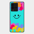 Cute Blue Smiley Multicolor Glass Case For Iqoo 9T 5G
