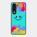 Cute Blue Smiley Multicolor Glass Case For Iqoo Z10 Lite